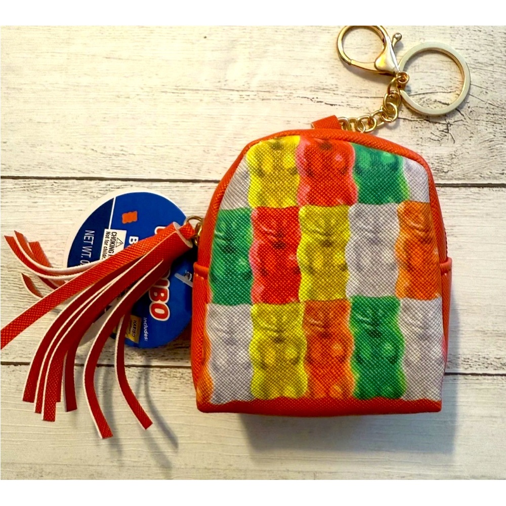 Haribo Gummy Bear Mini Backpack Keychain Bag Charm with Candy